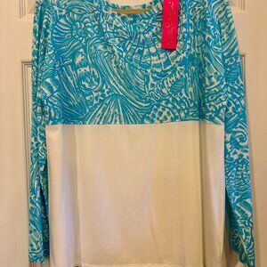 NWT LILLY PULITZER Finn Top in Treasure Trove Womens Large Long Sleeve So Soft!